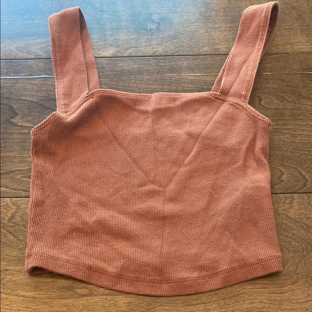 A&F Rust Ribbed Knit Crop Top